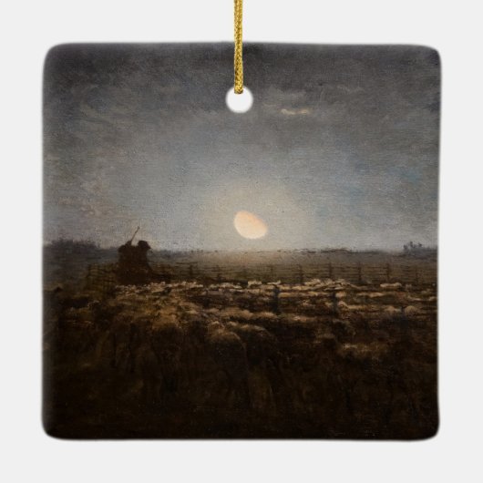 Jean-Francois Millet - Sheepfold, Moonlight 1872 Keramisch Ornament (Achterkant)