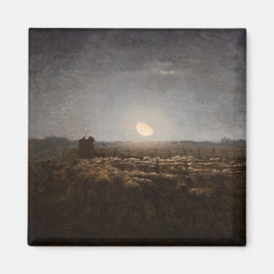 Jean-Francois Millet - Sheepfold, Moonlight 1872 Magneet