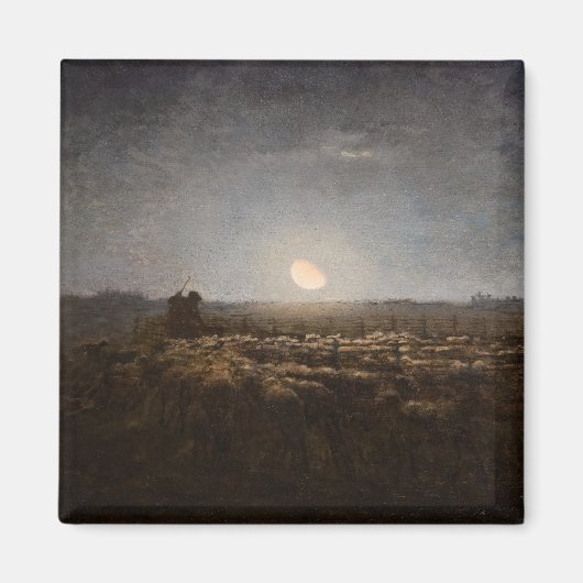 Jean-Francois Millet - Sheepfold, Moonlight 1872 Magneet (Voorkant)
