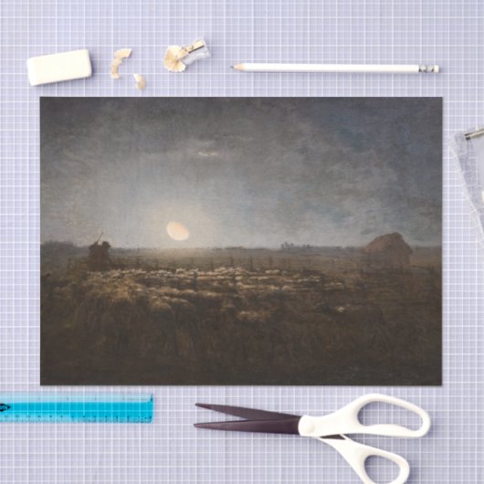 Jean-Francois Millet - Sheepfold, Moonlight 1872 Tissuepapier (Craft)