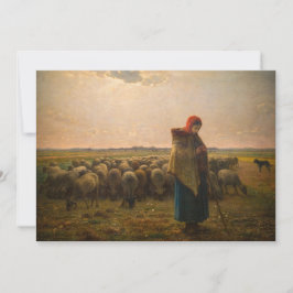 Jean-Francois Millet - Shepherdess and Flock 1863 Bedankkaart