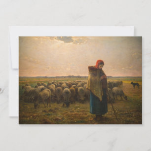 Jean-Francois Millet - Shepherdess and Flock 1863 Bedankkaart