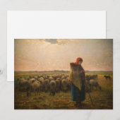 Jean-Francois Millet - Shepherdess and Flock 1863 Bedankkaart (Voorkant / Achterkant)