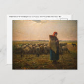 Jean-Francois Millet - Shepherdess and Flock 1863 Briefkaart (Voorkant / Achterkant)