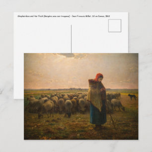 Jean-Francois Millet - Shepherdess and Flock 1863 Briefkaart