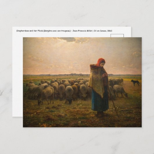 Jean-Francois Millet - Shepherdess and Flock 1863 Briefkaart (Voorkant / Achterkant)