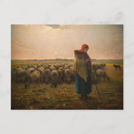 Jean-Francois Millet - Shepherdess and Flock 1863 Briefkaart (Voorkant)