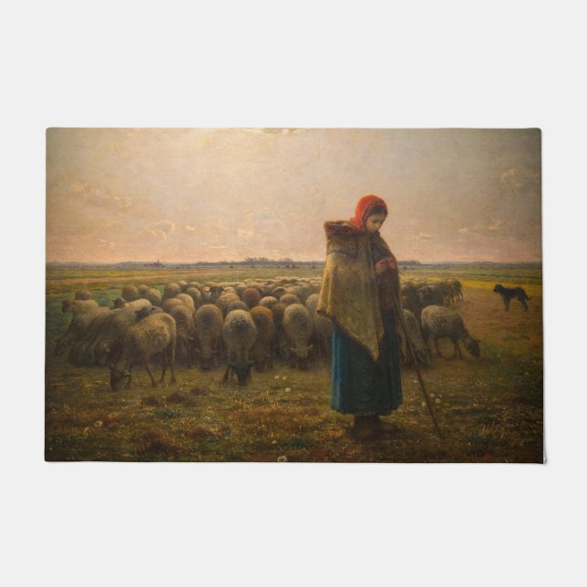 Jean-Francois Millet - Shepherdess and Flock 1863 Deurmat (Voorkant)