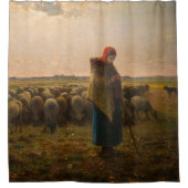 Jean-Francois Millet - Shepherdess and Flock 1863 Douchegordijn (Voorkant)
