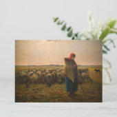Jean-Francois Millet - Shepherdess and Flock 1863 Kaart (Staand voorkant)