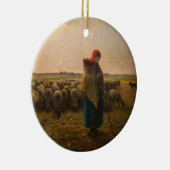 Jean-Francois Millet - Shepherdess and Flock 1863 Keramisch Ornament (Rechts)