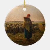 Jean-Francois Millet - Shepherdess and Flock 1863 Keramisch Ornament (Achterkant)