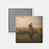 Jean-Francois Millet - Shepherdess and Flock 1863 Magneet (Voorkant / Achterkant)