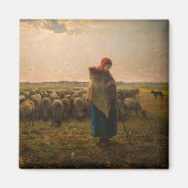 Jean-Francois Millet - Shepherdess and Flock 1863 Magneet (Voorkant)