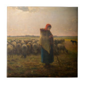 Jean-Francois Millet - Shepherdess and Flock 1863 Tegeltje (Voorkant)