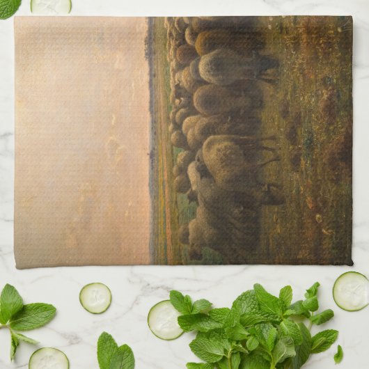 Jean-Francois Millet - Shepherdess and Flock 1863 Theedoek (Gevouwen)