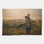 Jean-Francois Millet - Shepherdess and Flock 1863 Theedoek (Horizontaal)