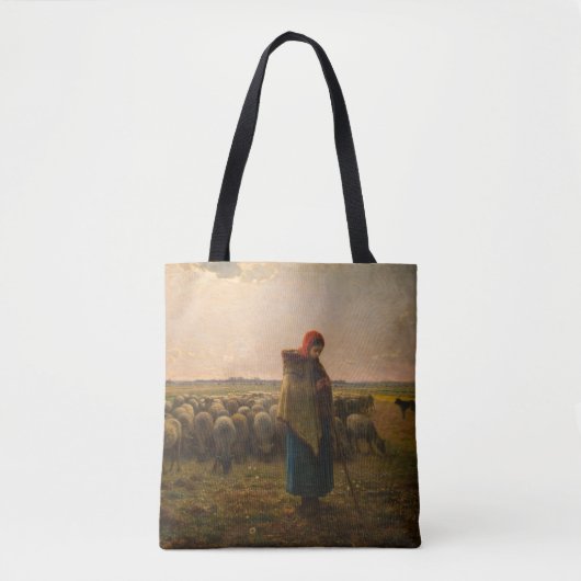 Jean-Francois Millet - Shepherdess and Flock 1863 Tote Bag (Voorkant)