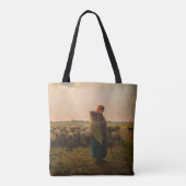 Jean-Francois Millet - Shepherdess and Flock 1863 Tote Bag (Achterkant)