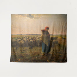 Jean-Francois Millet - Shepherdess and Flock 1863 Wandkleed