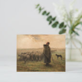 Jean-Francois Millet - Shepherdess and Flock 1865 Briefkaart (Staand voorkant)