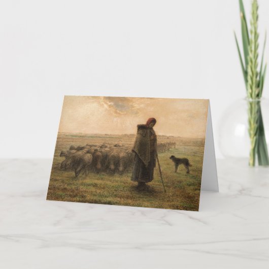 Jean-Francois Millet - Shepherdess and Flock 1865 Kaart (Voorkant)