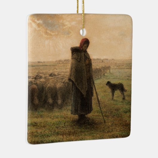 Jean-Francois Millet - Shepherdess and Flock 1865 Keramisch Ornament (Rechts)