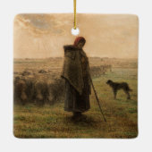 Jean-Francois Millet - Shepherdess and Flock 1865 Keramisch Ornament (Achterkant)