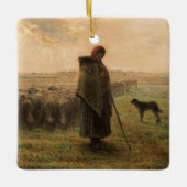 Jean-Francois Millet - Shepherdess and Flock 1865 Keramisch Ornament (Voorkant)