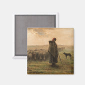 Jean-Francois Millet - Shepherdess and Flock 1865 Magneet (Voorkant / Achterkant)