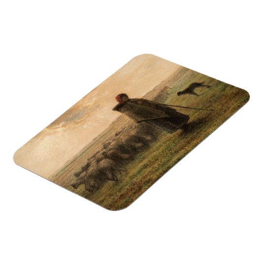 Jean-Francois Millet - Shepherdess and Flock 1865 Magneet (Linkerzijde)