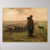 Jean-Francois Millet - Shepherdess and Flock 1865 Poster (Voorkant)