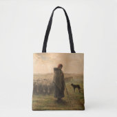 Jean-Francois Millet - Shepherdess and Flock 1865 Tote Bag (Voorkant)