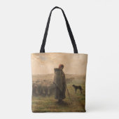 Jean-Francois Millet - Shepherdess and Flock 1865 Tote Bag (Achterkant)