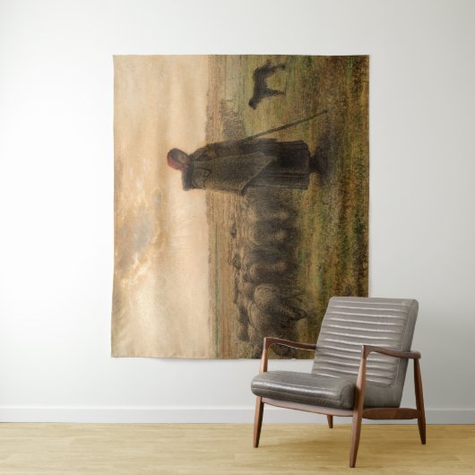 Jean-Francois Millet - Shepherdess and Flock 1865 Wandkleed (In situ)