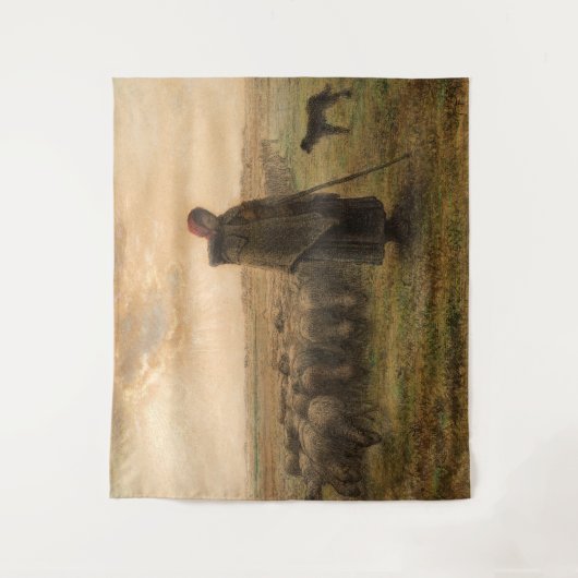Jean-Francois Millet - Shepherdess and Flock 1865 Wandkleed (Voorkant)