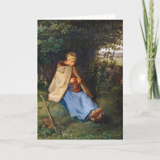 Jean-Francois Millet - The Knitter Kaart (Voorkant)