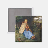 Jean-Francois Millet - The Knitter Magneet (Voorkant / Achterkant)