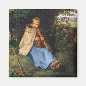 Jean-Francois Millet - The Knitter Magneet (Voorkant)