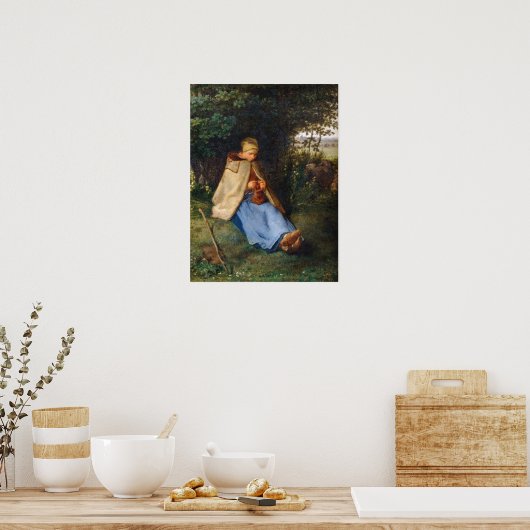 Jean-Francois Millet - The Knitter Poster (Keuken)