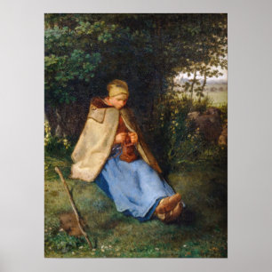 Jean-Francois Millet - The Knitter Poster