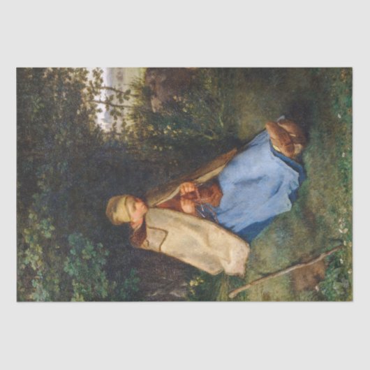 Jean-Francois Millet - The Knitter Tissuepapier (Voorkant)