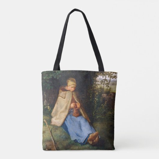 Jean-Francois Millet - The Knitter Tote Bag (Achterkant)