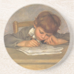 Jean getekend door Pierre Renoir, Vintage Fine Art Zandsteen Onderzetter