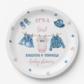 Jean Girl Baby shower Papieren Bordje (Voorkant)