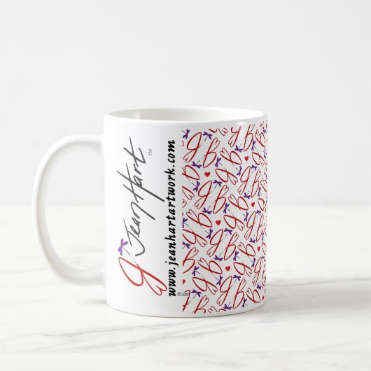 Jean Hart Artwork logo's en harten Koffiemok (Links)