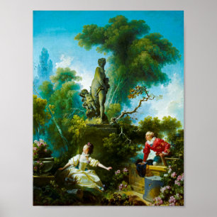 Jean-Honore Fragonard: De vooruitgang van de liefd Poster