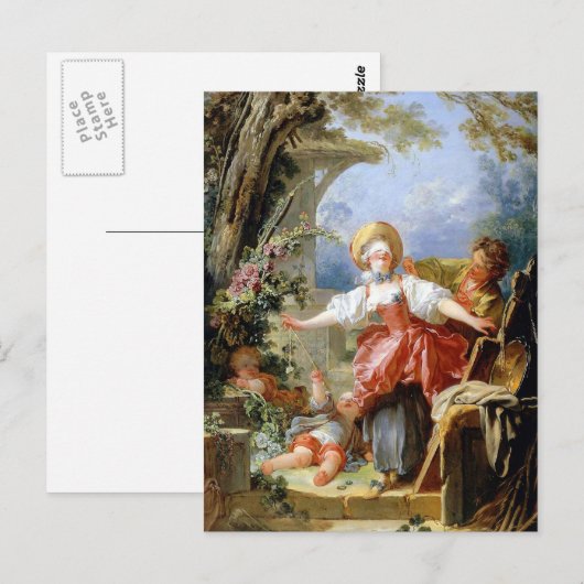 Jean-Honoré Fragonard's Blind Man Bluff Game Briefkaart (Voorkant / Achterkant)