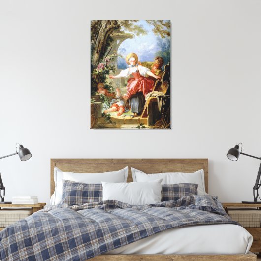 Jean-Honoré Fragonard's Blind Man Bluff Game Canvas Afdruk (Insitu (Slaapkamer))