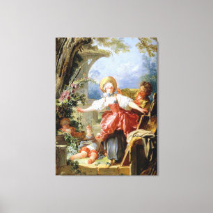 Jean-Honoré Fragonard's Blind Man Bluff Game Canvas Afdruk